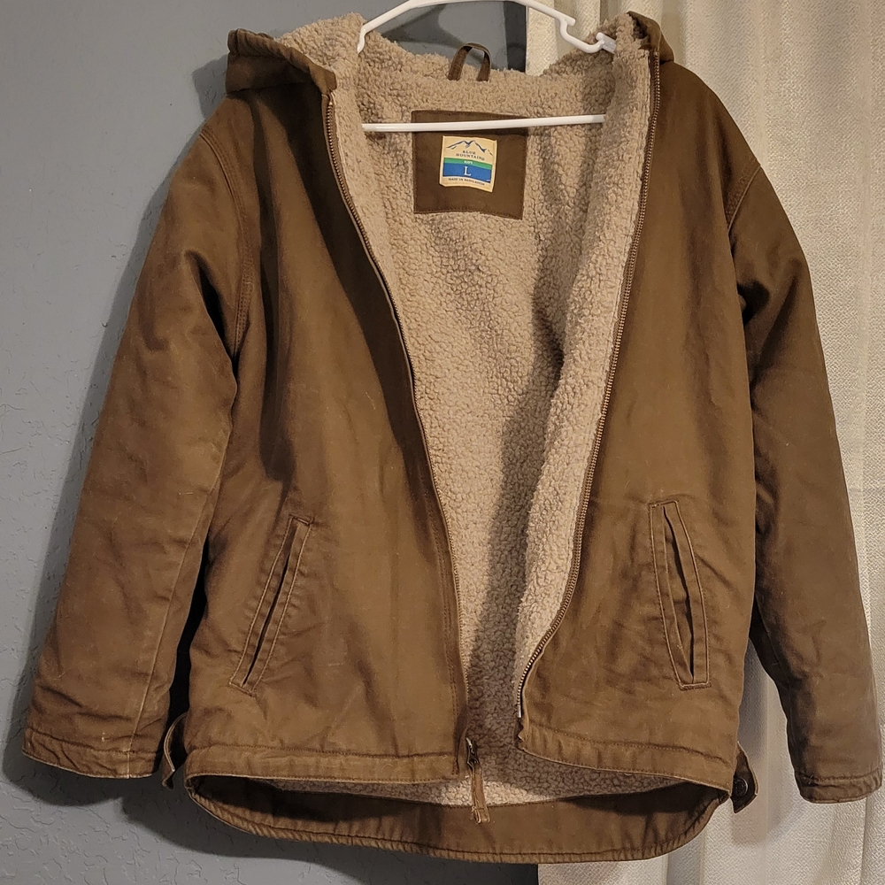 Brown Sherpa-Lined Kids Jacket